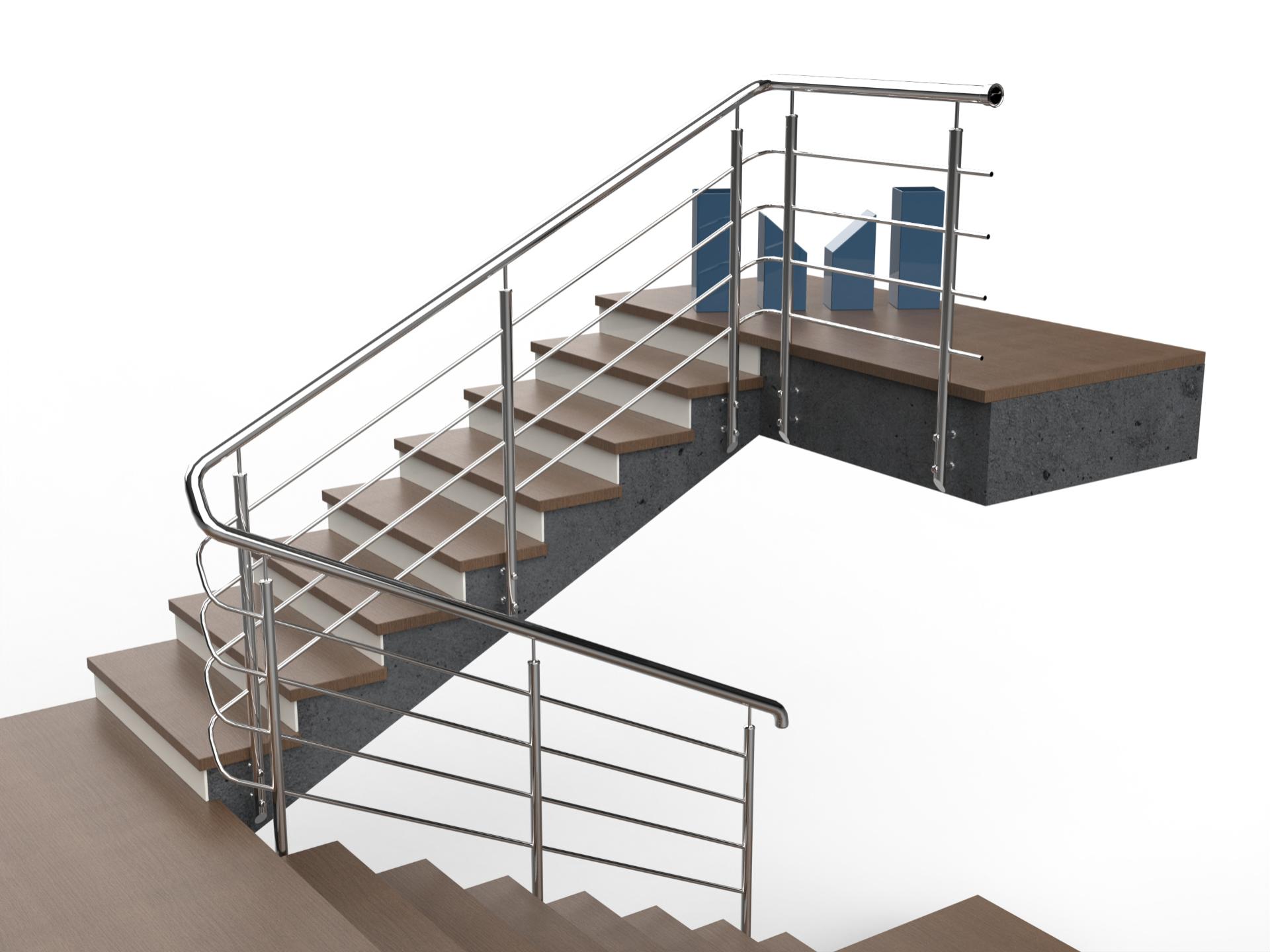 Ограждение лестницы боковое с горизонтальным заполнением