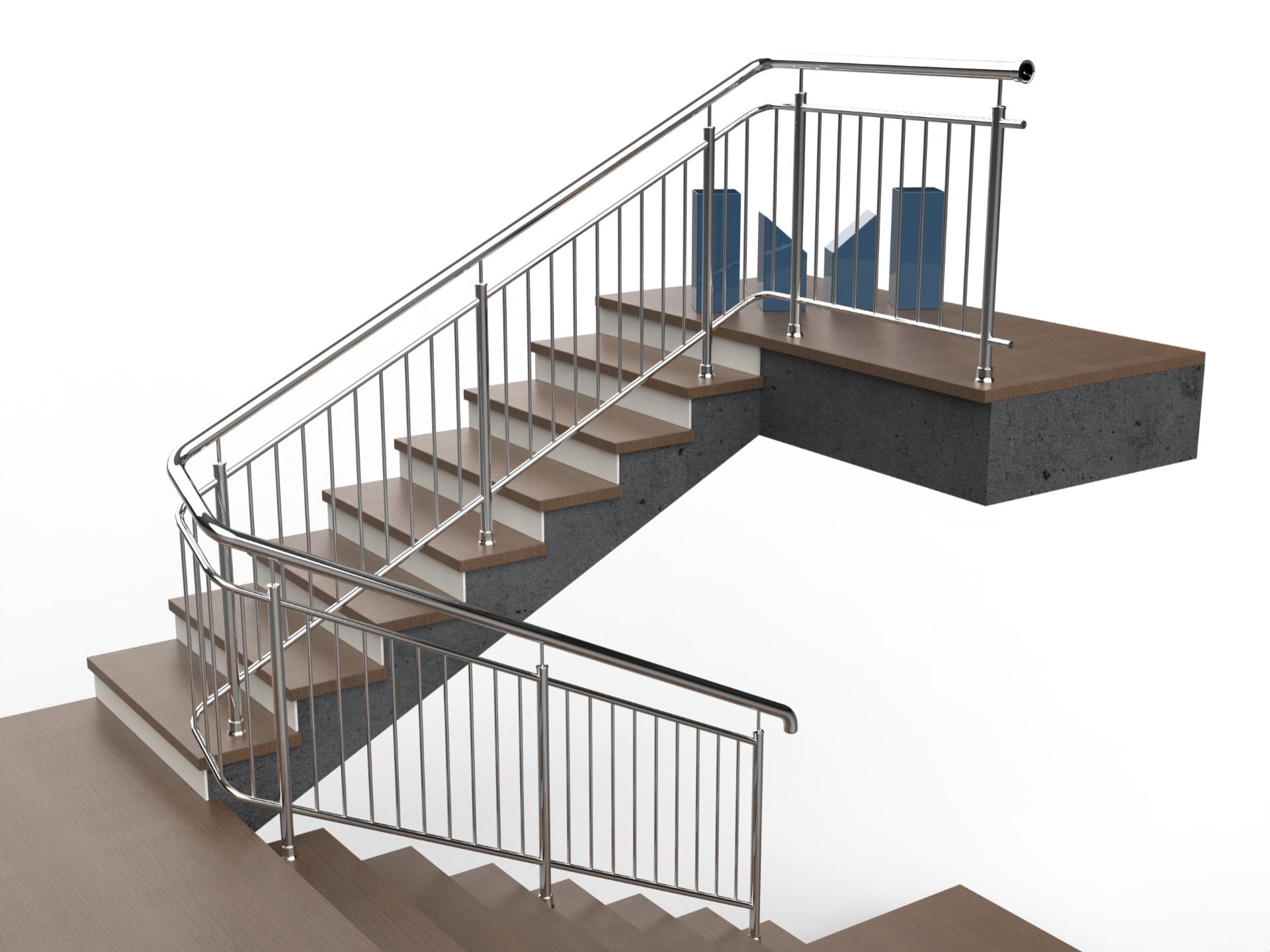 Ограждение лестницы секциями с вертикальным заполнением